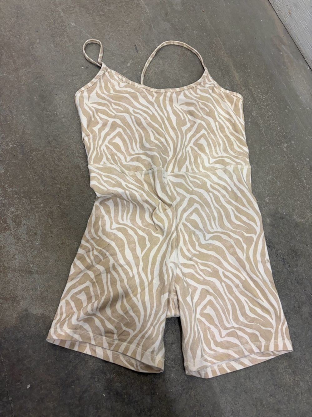 Old navy workout Beige Zebra Print One-Piece Romper